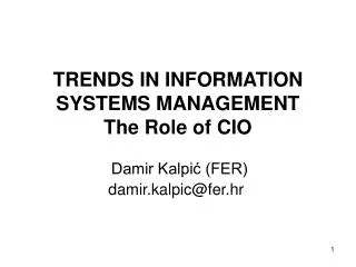 TRENDS IN INFORMATION SYSTEMS MANAGEMENT The Role of CIO