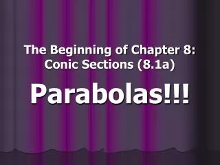 The Beginning of Chapter 8: Conic Sections (8.1a)