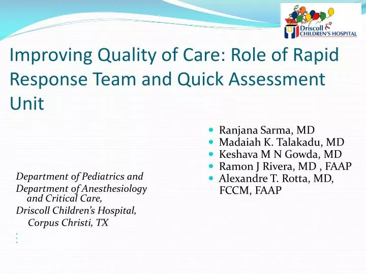 improving quality of care role of rapid response team and quick assessment unit