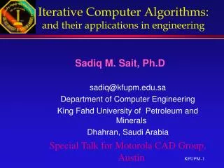 Iterative Computer Algorithms : and their applications in engineering