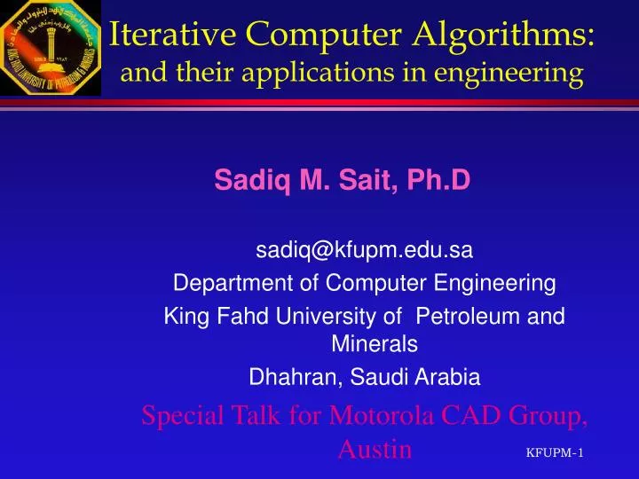 iterative computer algorithms and their applications in engineering