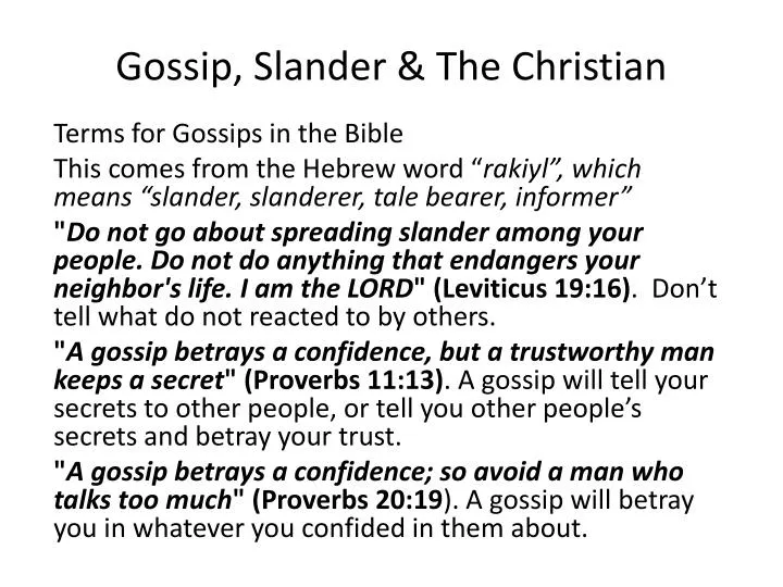 gossip slander the christian