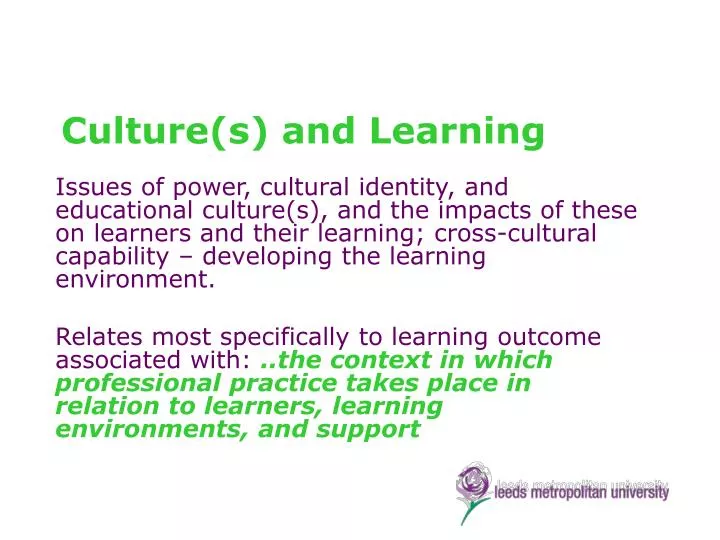 culture s and learning