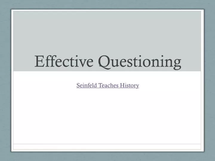 effective questioning