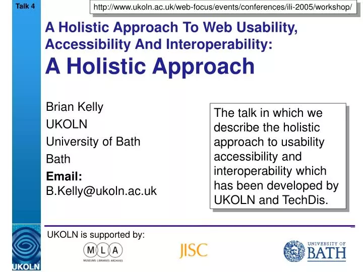 a holistic approach to web usability accessibility and interoperability a holistic approach