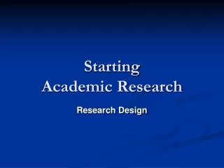 Starting Academic Research