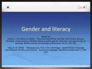 Gender and literacy