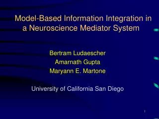 Model-Based Information Integration in a Neuroscience Mediator System