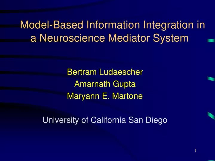 model based information integration in a neuroscience mediator system