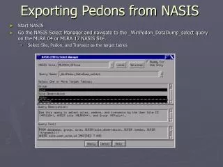 Exporting Pedons from NASIS