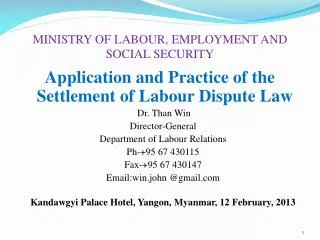 MINISTRY OF LABOUR, EMPLOYMENT AND SOCIAL SECURITY