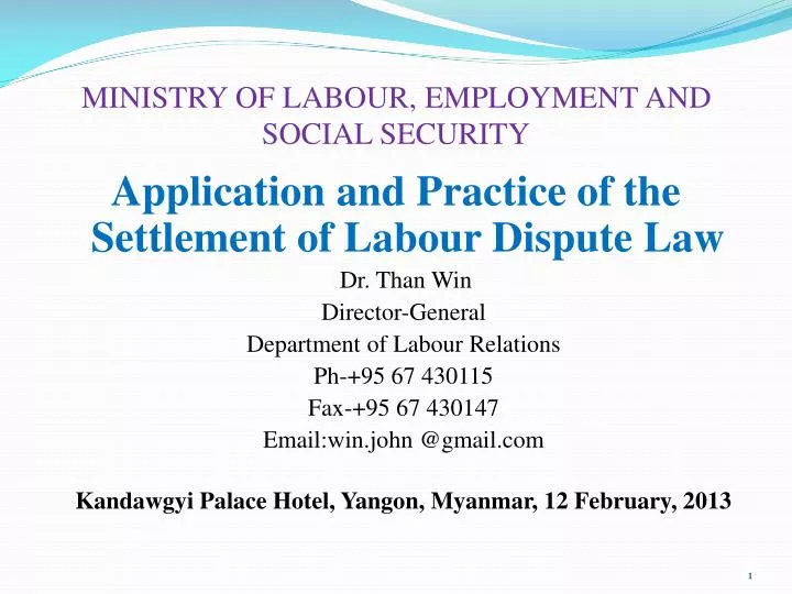 ministry of labour employment and social security