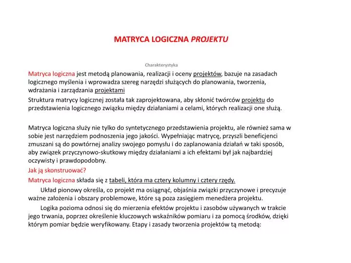 matryca logiczna projektu