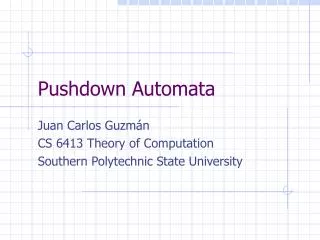 Pushdown Automata