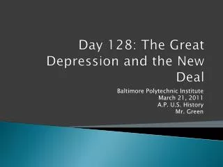 Day 128: The Great Depression and the New Deal