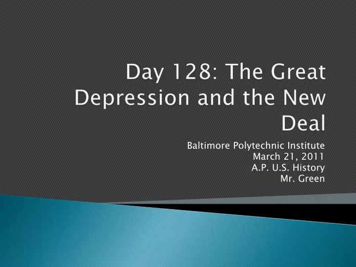 day 128 the great depression and the new deal