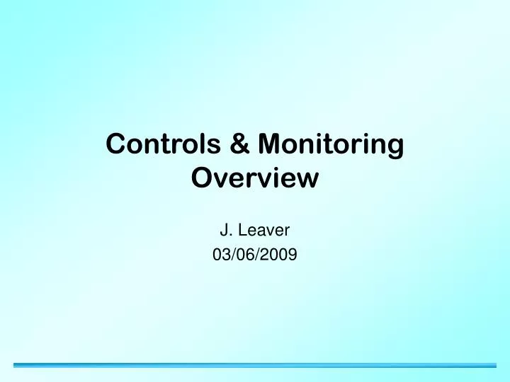 controls monitoring overview