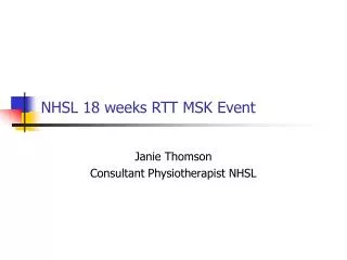 NHSL 18 weeks RTT MSK Event