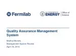 Quality Assurance Management System - slide 1