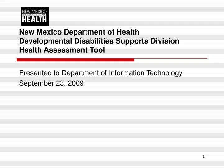 presented to department of information technology september 23 2009
