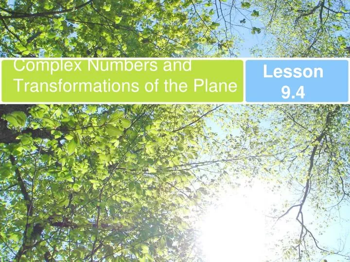 complex numbers and transformations of the plane
