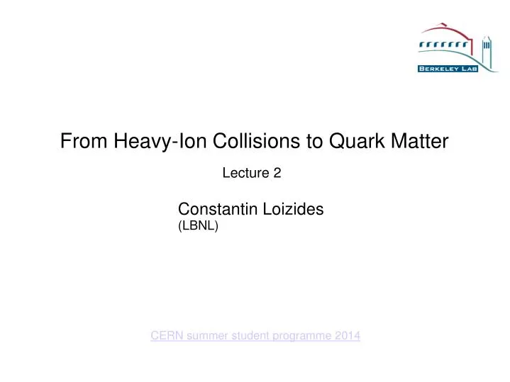 from heavy ion collisions to quark matter