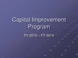 Capital Improvement Program