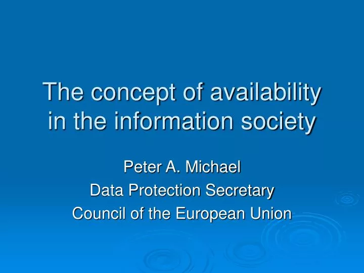 the concept of availability in the information society