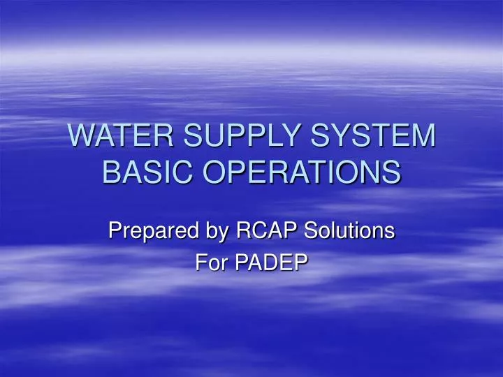 water supply system basic operations