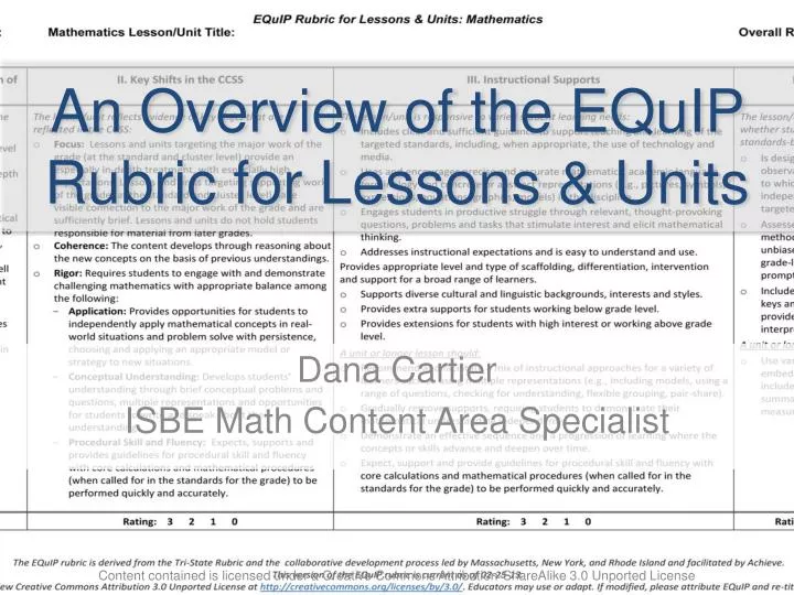 an overview of the equip rubric for lessons units