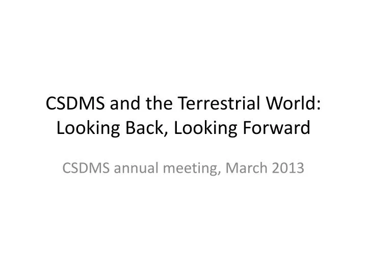 csdms and the terrestrial world looking back looking forward