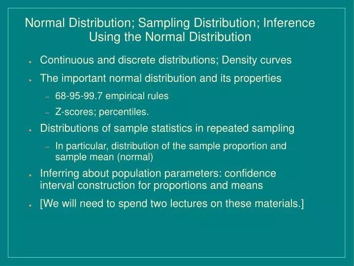 normal distribution sampling distribution inference using the normal distribution