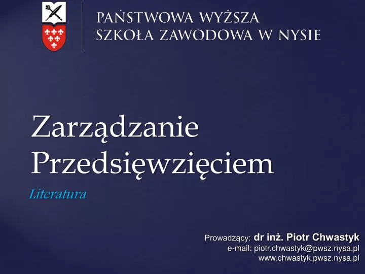 zarz dzanie przedsi wzi ciem