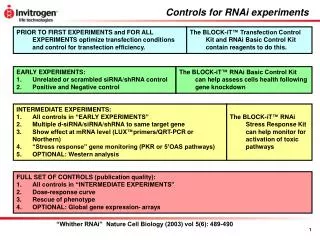 Controls for RNAi experiments