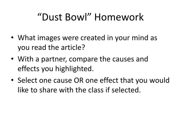 dust bowl homework