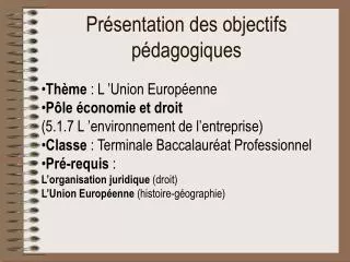 pr sentation des objectifs p dagogiques