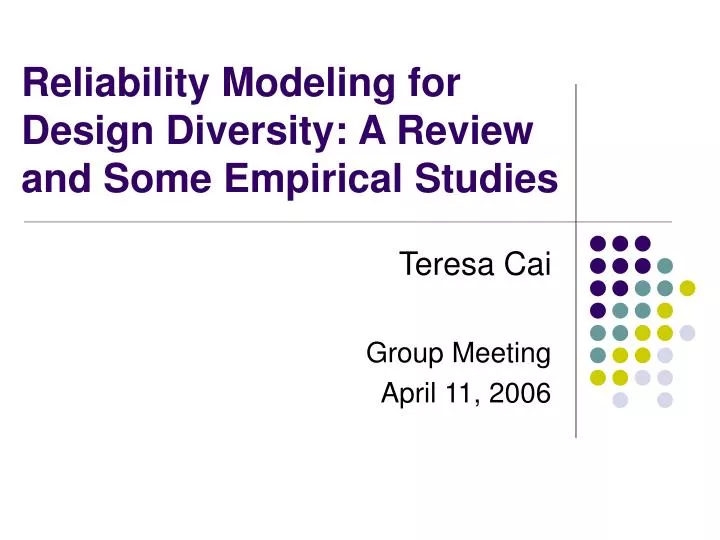 reliability modeling for design diversity a review and some empirical studies