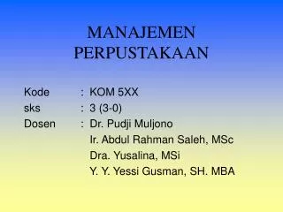 PPT - MANAJEMEN PERPUSTAKAAN PowerPoint Presentation, Free Download ...