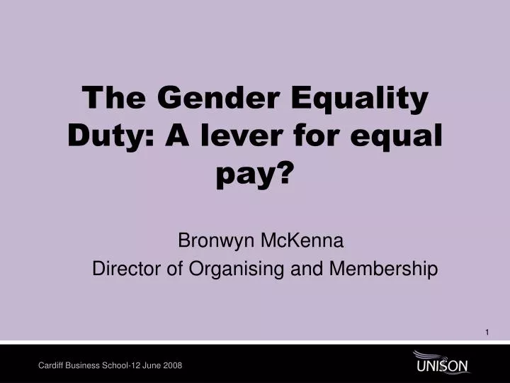 the gender equality duty a lever for equal pay
