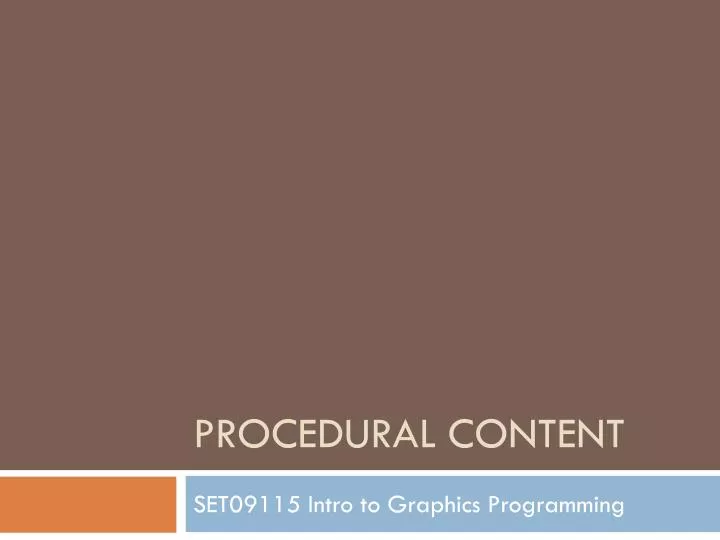 procedural content
