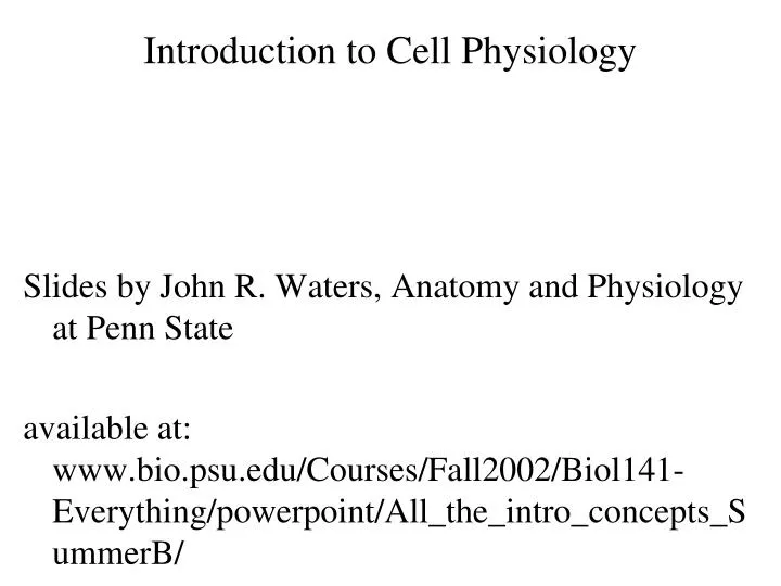 introduction to cell physiology