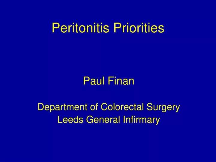 peritonitis priorities