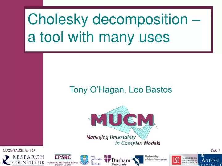 cholesky decomposition a tool with many uses