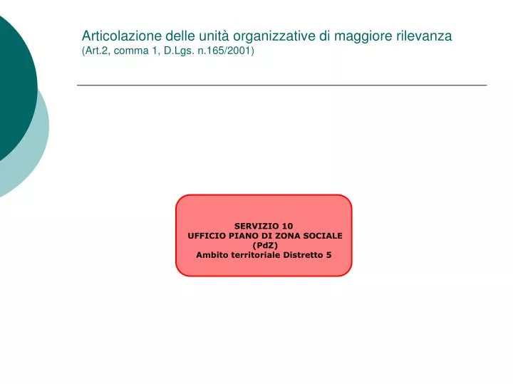 articolazione delle unit organizzative di maggiore rilevanza art 2 comma 1 d lgs n 165 2001