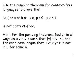 Use the pumping theorem for context-free languages to prove that