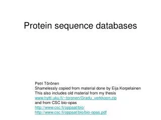 Protein sequence databases
