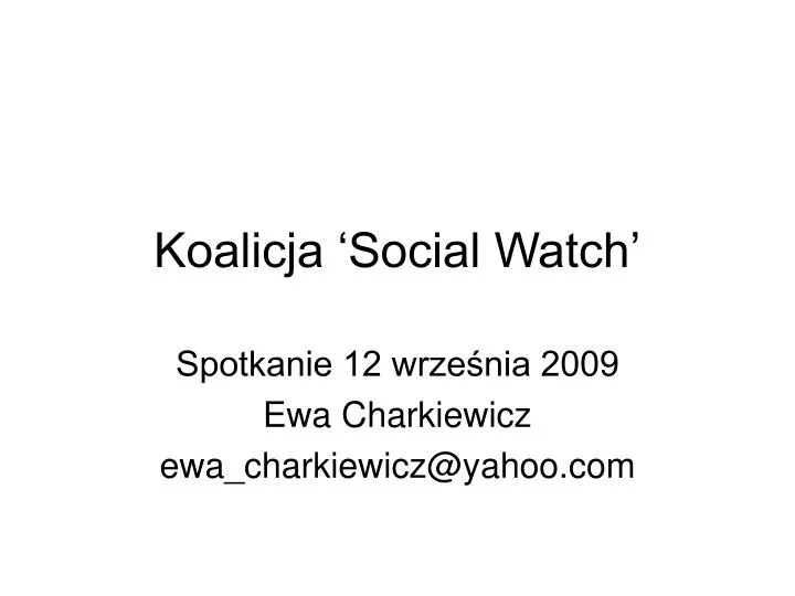 koalicja social watch