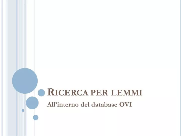 ricerca per lemmi