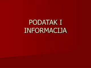 podatak i informacija