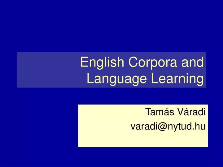 english corpora and language learning